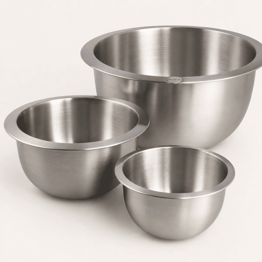 Saltwick stainless steel mixing bowls set of 3 with Saltwick stamped on the largest rim